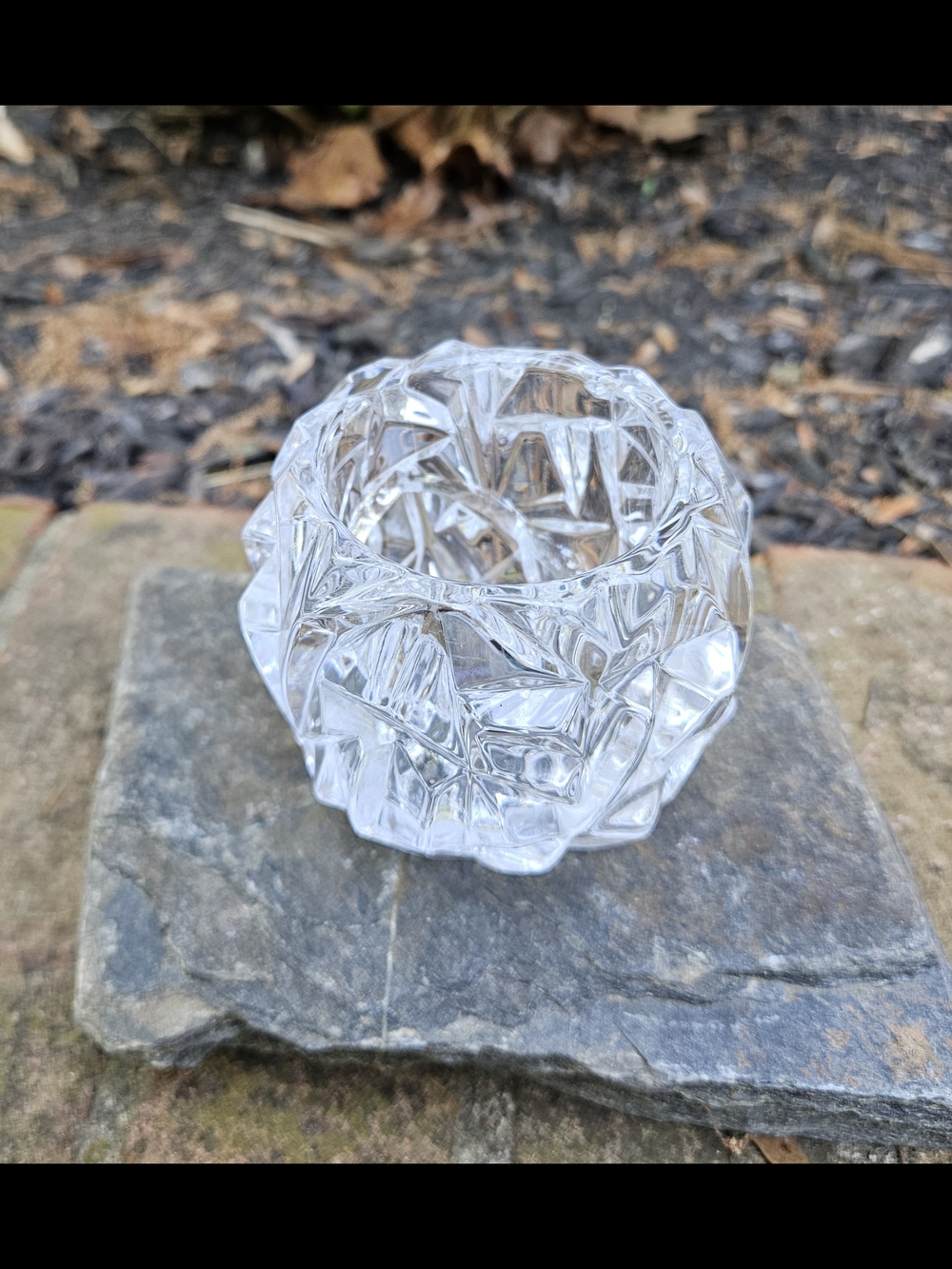 Tiffany & Co. Rock Cut Crystal Votive Candle Holder